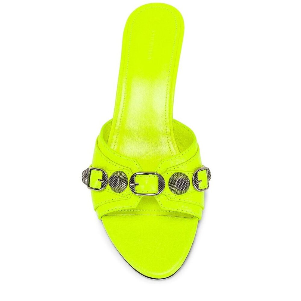 BALENCIAGA Cagole Mules in Fluo Yellow & Palladium 37 with box Womens Heels - Picture 3 of 16